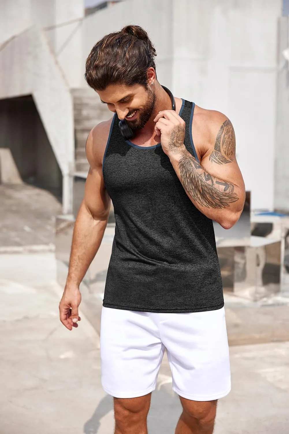 COOFANDY Men's 3 Pack Gym Tank Tops Y-Back Workout Muscle Tee Sleeveless Fitness Bodybuilding T Shirts