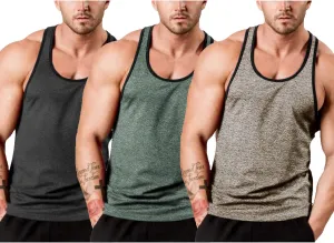COOFANDY Men's 3 Pack Gym Tank Tops Y-Back Workout Muscle Tee Sleeveless Fitness Bodybuilding T Shirts