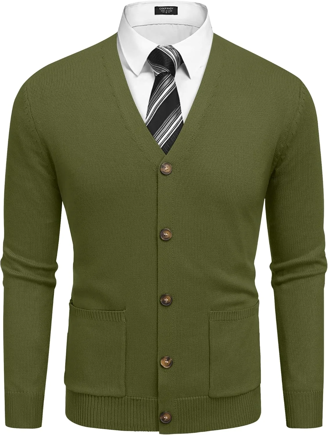 COOFANDY Men's Cardigan Sweater Long Sleeve Casual V Neck Button Down Knitted Sweater with Pockets