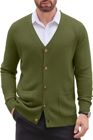 COOFANDY Men's Cardigan Sweater Long Sleeve Casual V Neck Button Down Knitted Sweater with Pockets