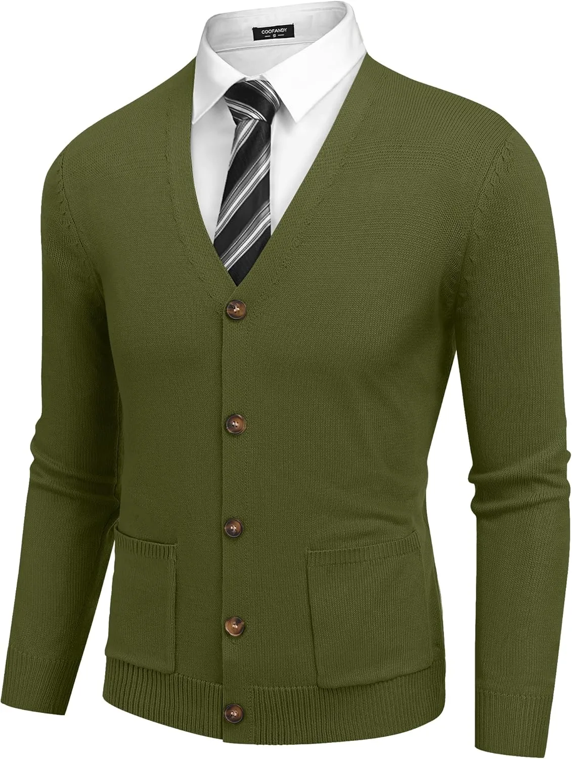 COOFANDY Men's Cardigan Sweater Long Sleeve Casual V Neck Button Down Knitted Sweater with Pockets