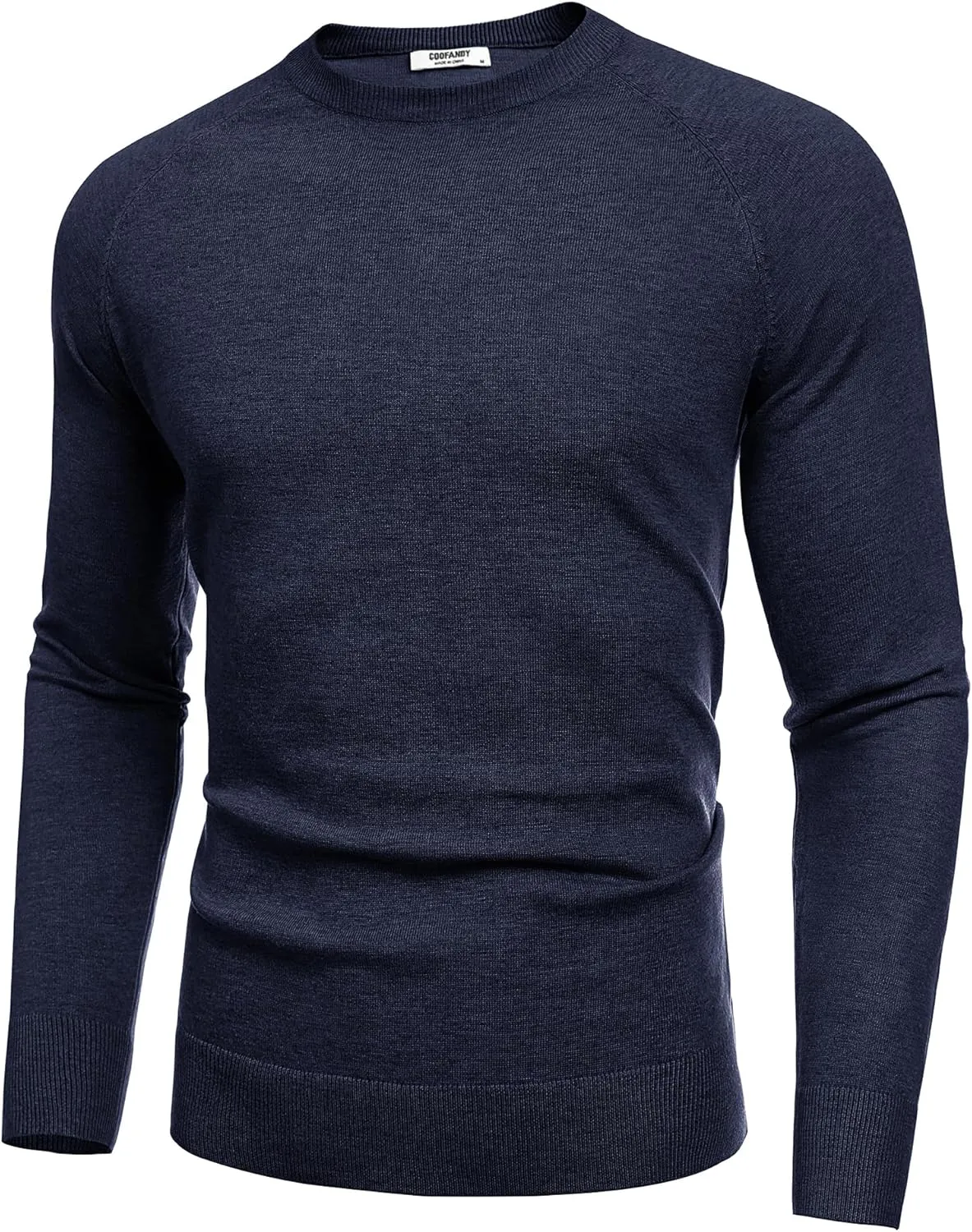COOFANDY Men's Crewneck Sweater Casual Dress Pullover Sweater Slim Fit Lightweight Long Sleeve Raglan Sweaters