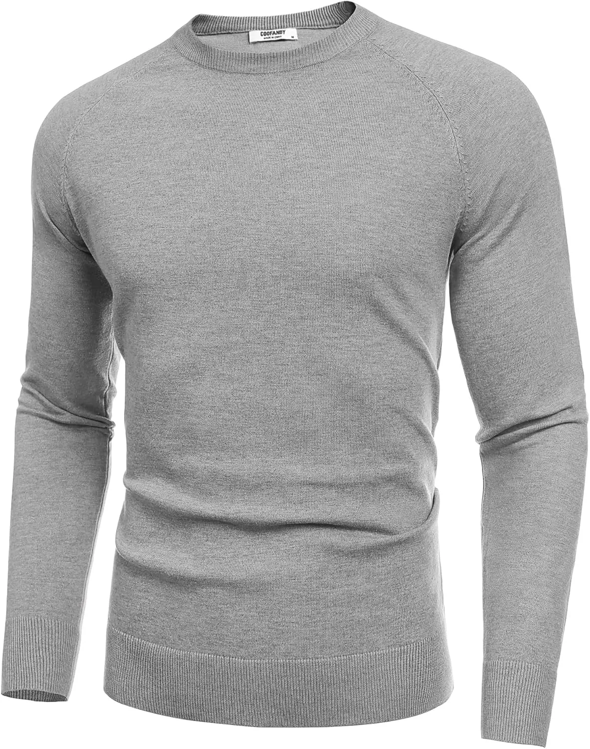 COOFANDY Men's Crewneck Sweater Casual Dress Pullover Sweater Slim Fit Lightweight Long Sleeve Raglan Sweaters
