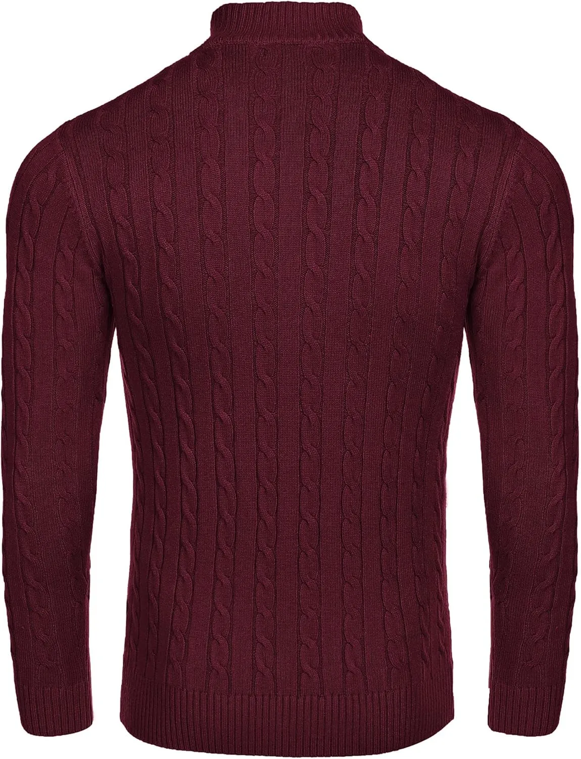 COOFANDY Men's Quarter Zip Sweater Slim Fit Casual Knitted Turtleneck Pullover Mock Neck Polo Sweater