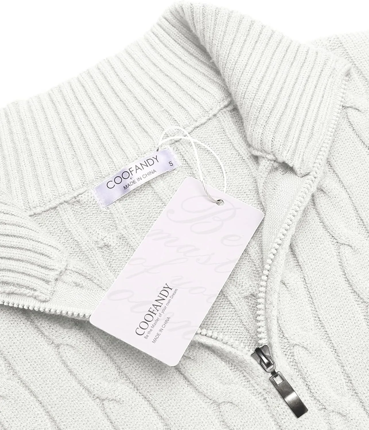 COOFANDY Men's Quarter Zip Sweater Slim Fit Casual Knitted Turtleneck Pullover Mock Neck Polo Sweater