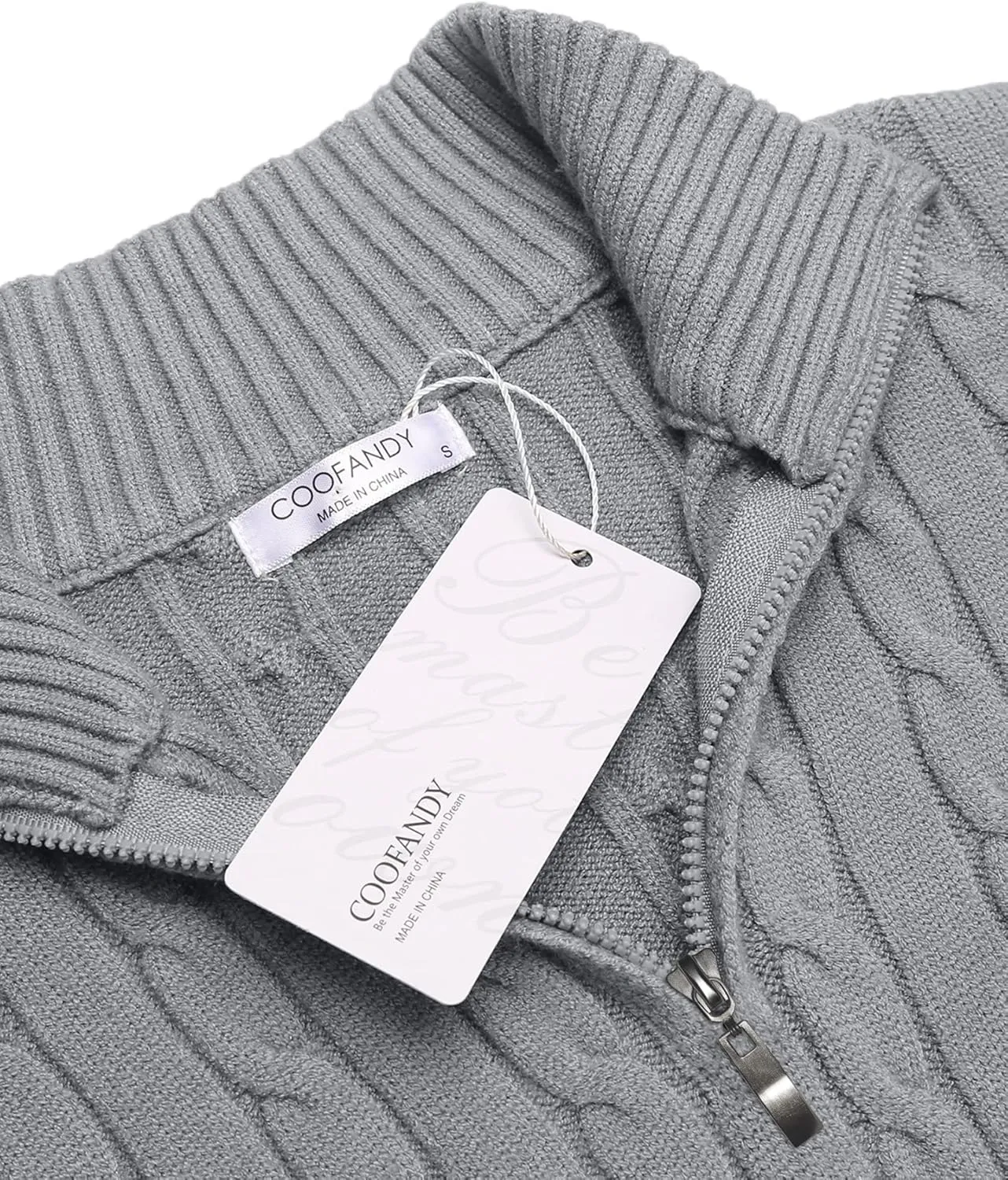 COOFANDY Men's Quarter Zip Sweater Slim Fit Casual Knitted Turtleneck Pullover Mock Neck Polo Sweater