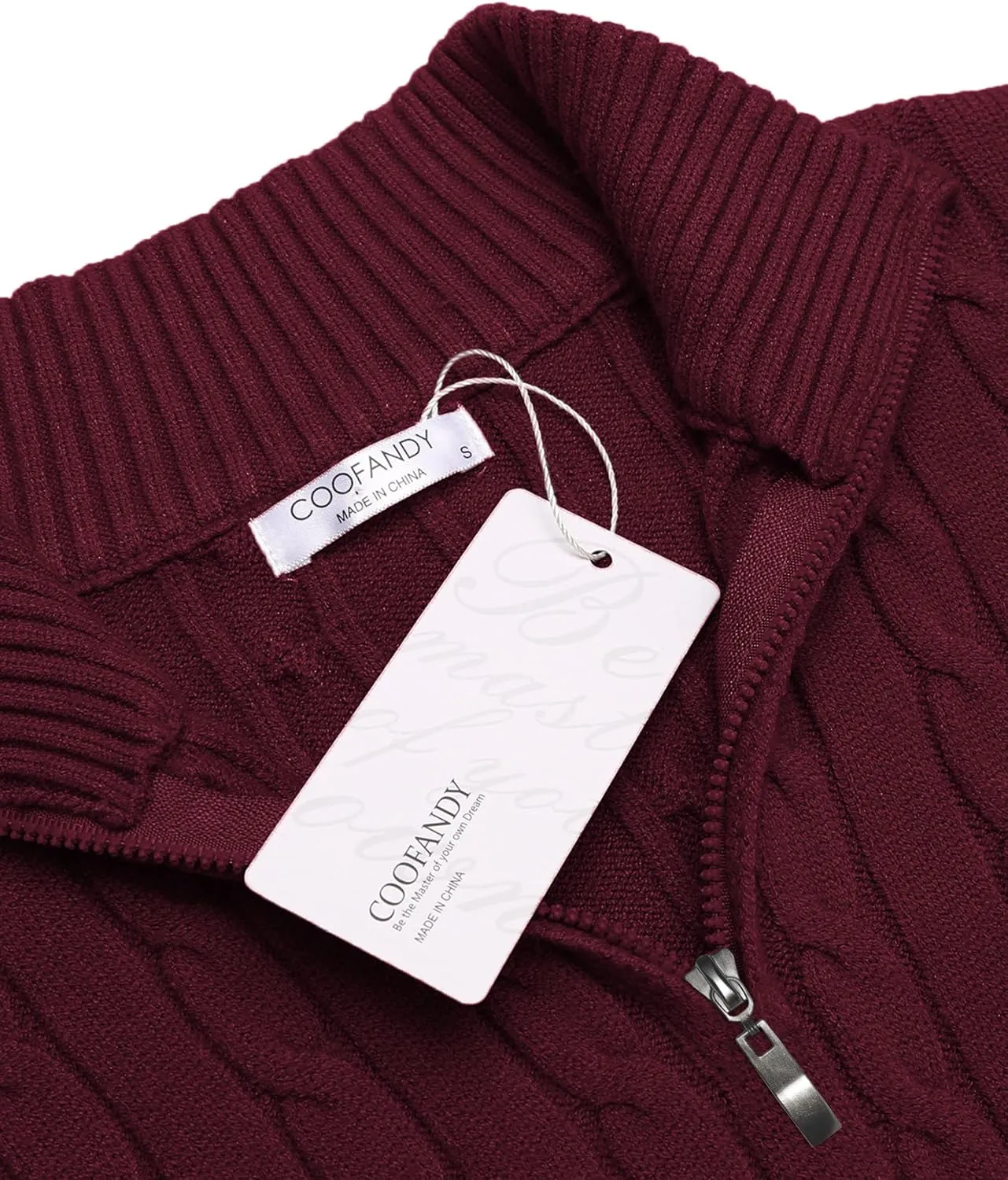 COOFANDY Men's Quarter Zip Sweater Slim Fit Casual Knitted Turtleneck Pullover Mock Neck Polo Sweater