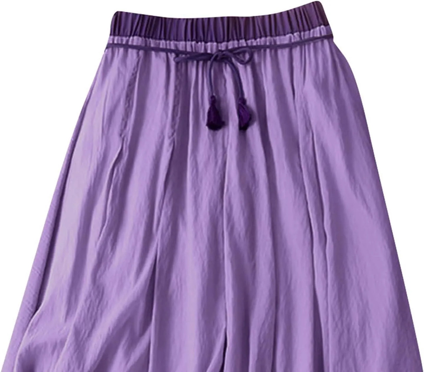 Cotton Linen Skirt for Women 2025 Trendy Solid Vintage Layered A-Line Flared Skirts Casual Elastic Waist Maxi Skirt