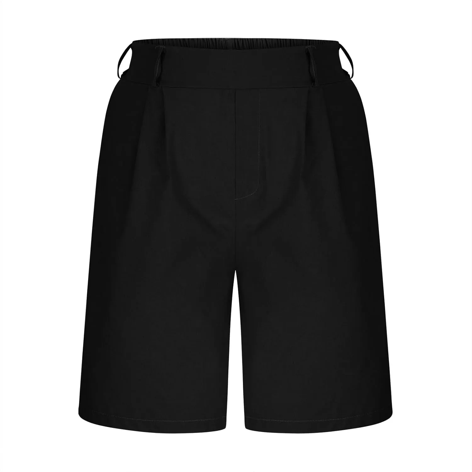 Cotton Linen Womens Bermuda Shorts Dressy Wide Leg Summer Shorts Pleated High Waisted Baggy Knee Length Short Pants