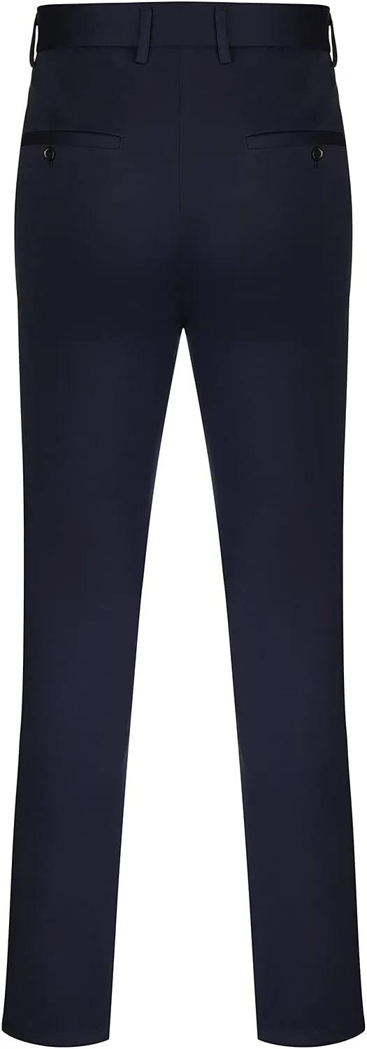 CRNTCEM Business Suit Pant for Men Slim Fit Front Flat Casual Dress Pants Straight Leg Black Office Work Chino Pants