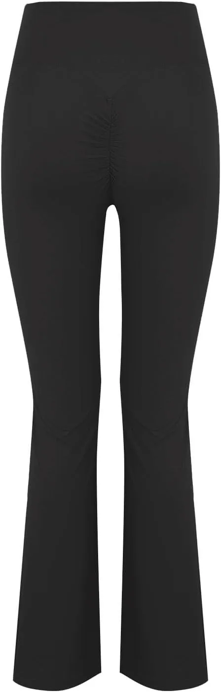CRNTCEM Slim Fit Yoga Flared Pants for Women High Waist Pull On Wide Leg Bottom Leggings Tummy Control Work Bootcut Trousers