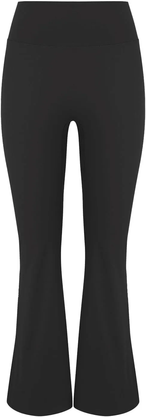 CRNTCEM Slim Fit Yoga Flared Pants for Women High Waist Pull On Wide Leg Bottom Leggings Tummy Control Work Bootcut Trousers