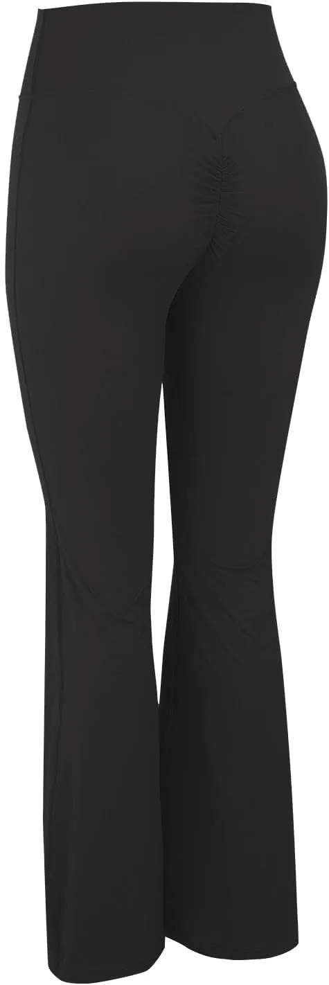 CRNTCEM Slim Fit Yoga Flared Pants for Women High Waist Pull On Wide Leg Bottom Leggings Tummy Control Work Bootcut Trousers
