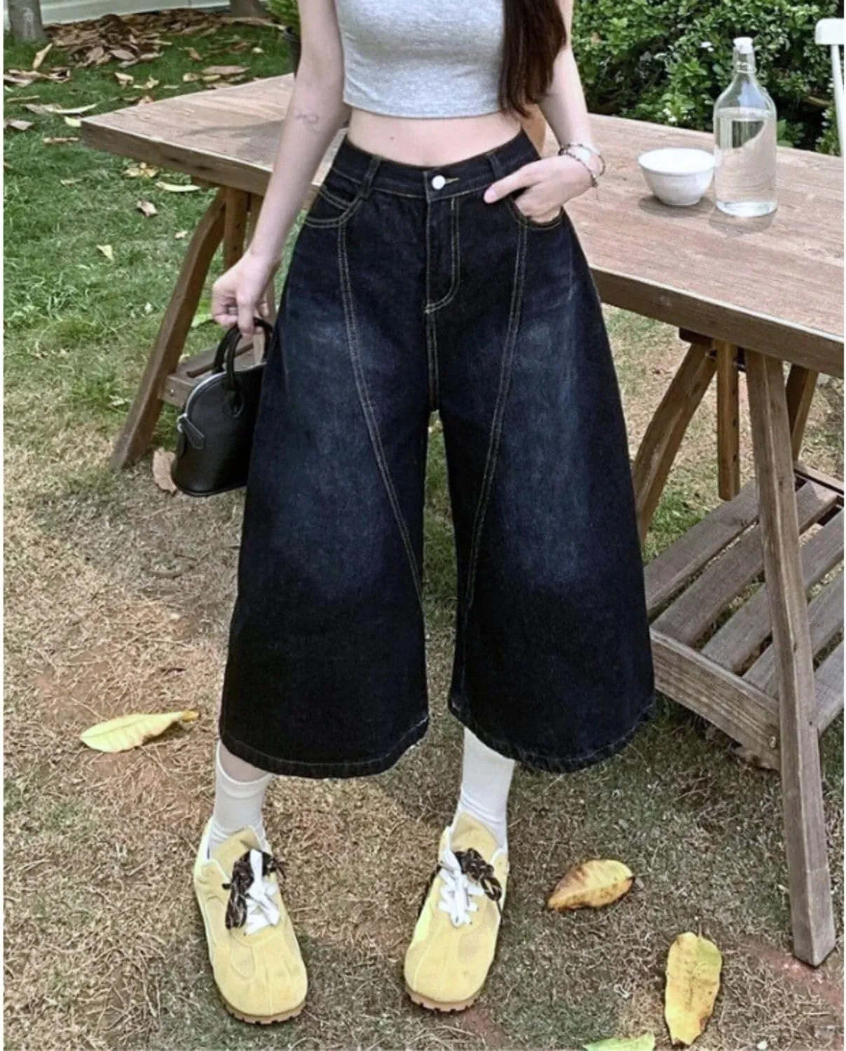 Cropped Jeans for Women Men Baggy Jorts Y2k Wide Leg Jean Shorts Barrel Loose Denim Jorts Summer Clothes