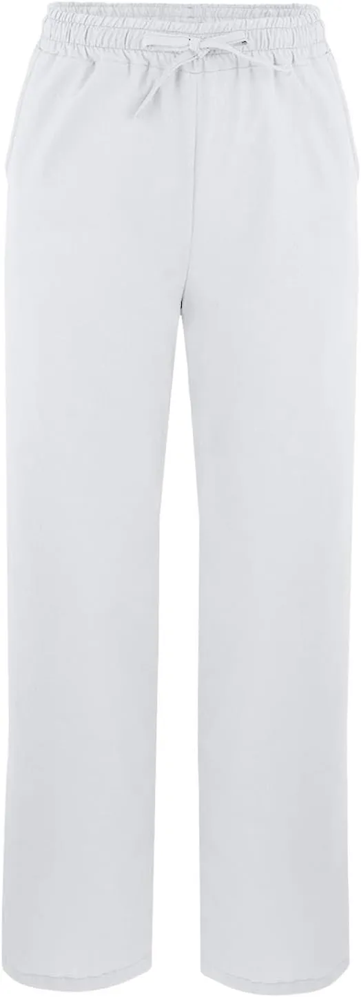 Cropped Linen Pants Women Summer Drawstring High Waisted Crop Lounge Pants Split Straight Leg Beach Pants with Pocket