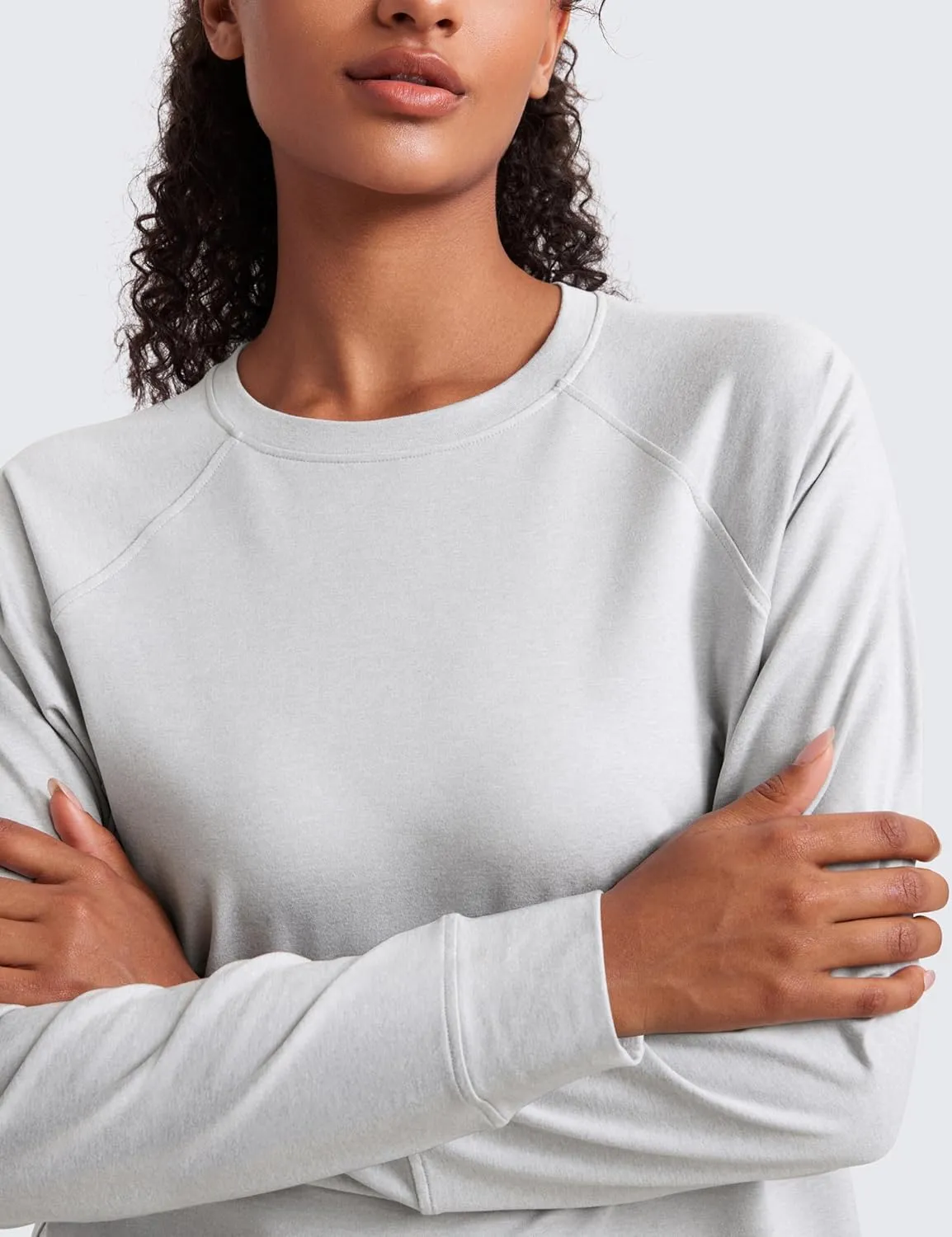 CRZ YOGA Cloud Jersey Pullover Sweatshirt for Women Long Sleeve Soft Casual Crewneck Tops Basic Workout Fall Shirts