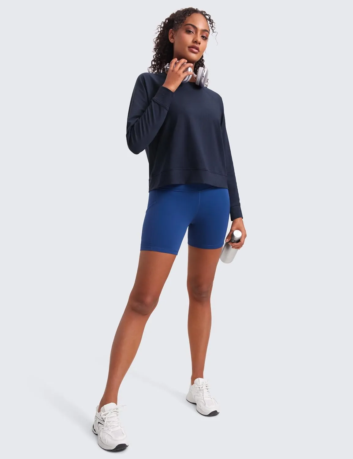 CRZ YOGA Cloud Jersey Pullover Sweatshirt for Women Long Sleeve Soft Casual Crewneck Tops Basic Workout Fall Shirts