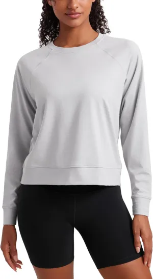 CRZ YOGA Cloud Jersey Pullover Sweatshirt for Women Long Sleeve Soft Casual Crewneck Tops Basic Workout Fall Shirts