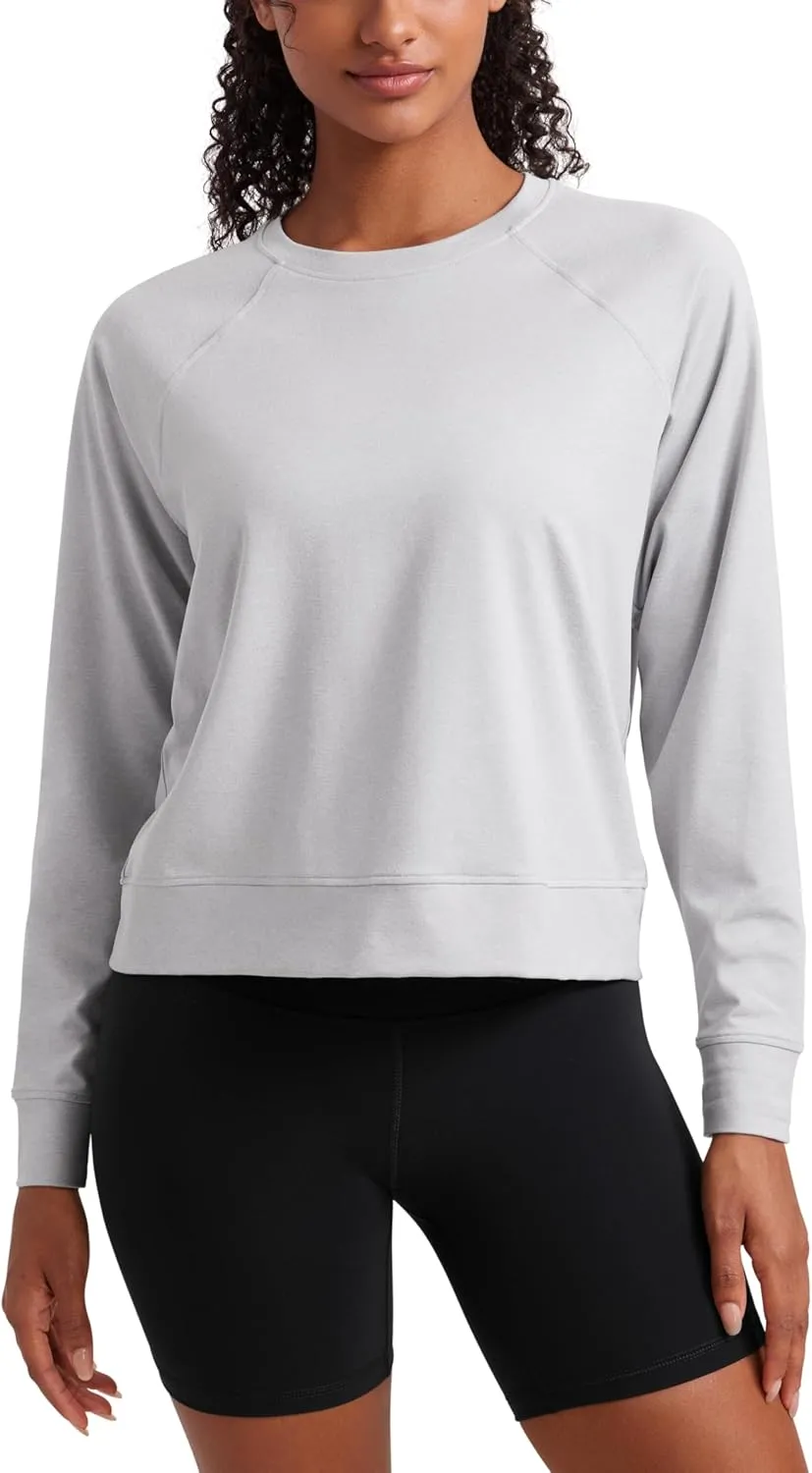 CRZ YOGA Cloud Jersey Pullover Sweatshirt for Women Long Sleeve Soft Casual Crewneck Tops Basic Workout Fall Shirts