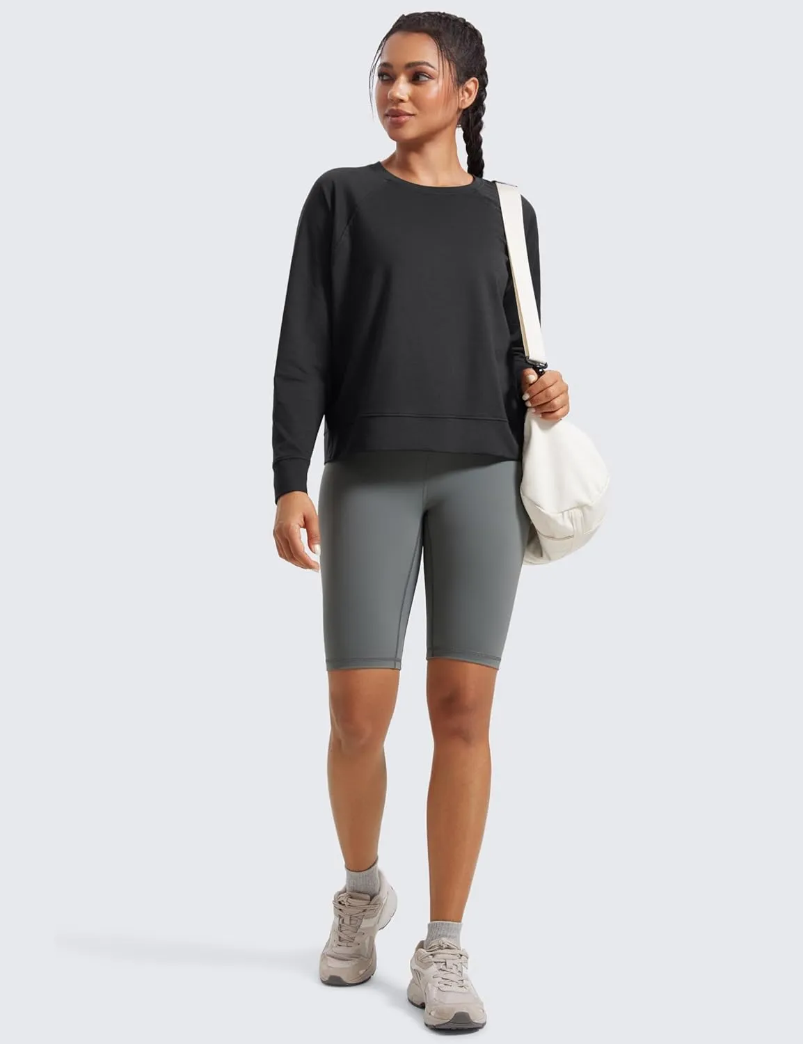 CRZ YOGA Cloud Jersey Pullover Sweatshirt for Women Long Sleeve Soft Casual Crewneck Tops Basic Workout Fall Shirts