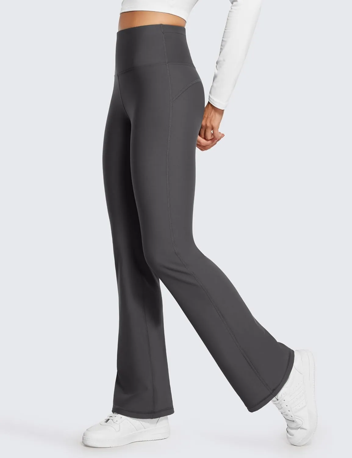 CRZ YOGA Womens Fleece Lined Flare Leggings 31" Bootcut Yoga Pants Tummy Control Winter Thermal Warm Soft Casual Lounge