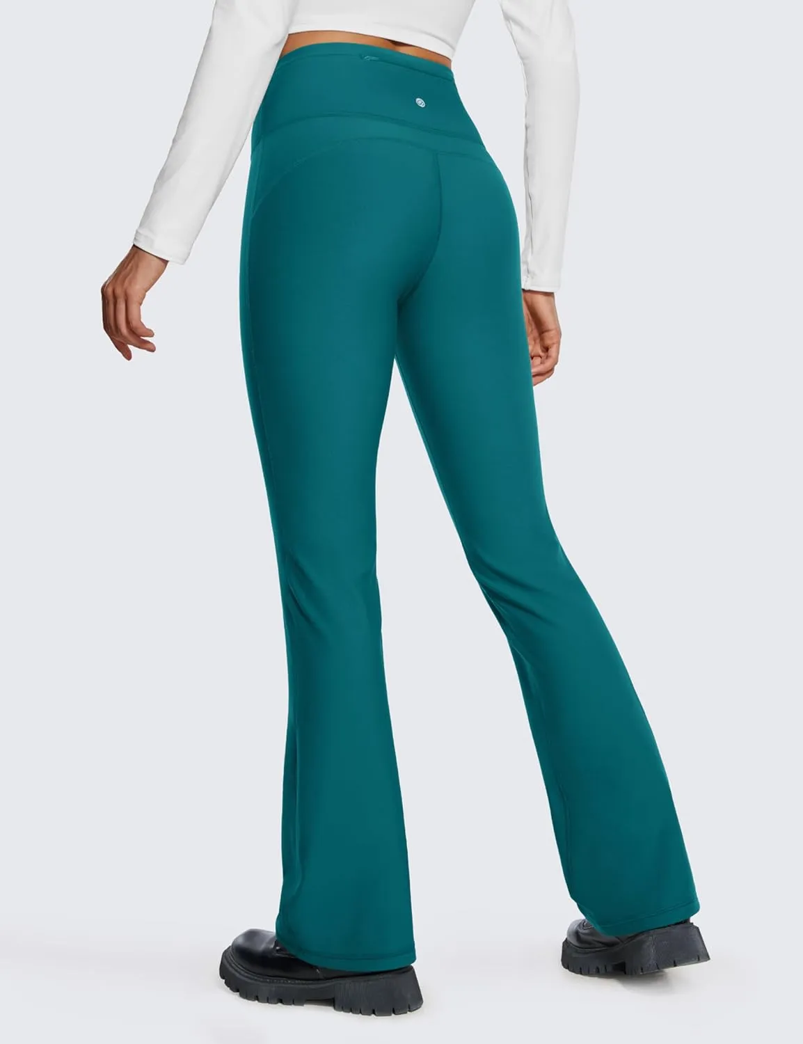 CRZ YOGA Womens Fleece Lined Flare Leggings 31" Bootcut Yoga Pants Tummy Control Winter Thermal Warm Soft Casual Lounge
