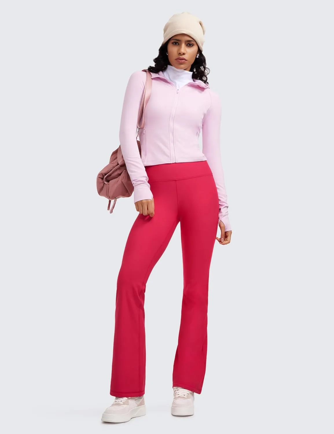 CRZ YOGA Womens Fleece Lined Flare Leggings 31" Bootcut Yoga Pants Tummy Control Winter Thermal Warm Soft Casual Lounge