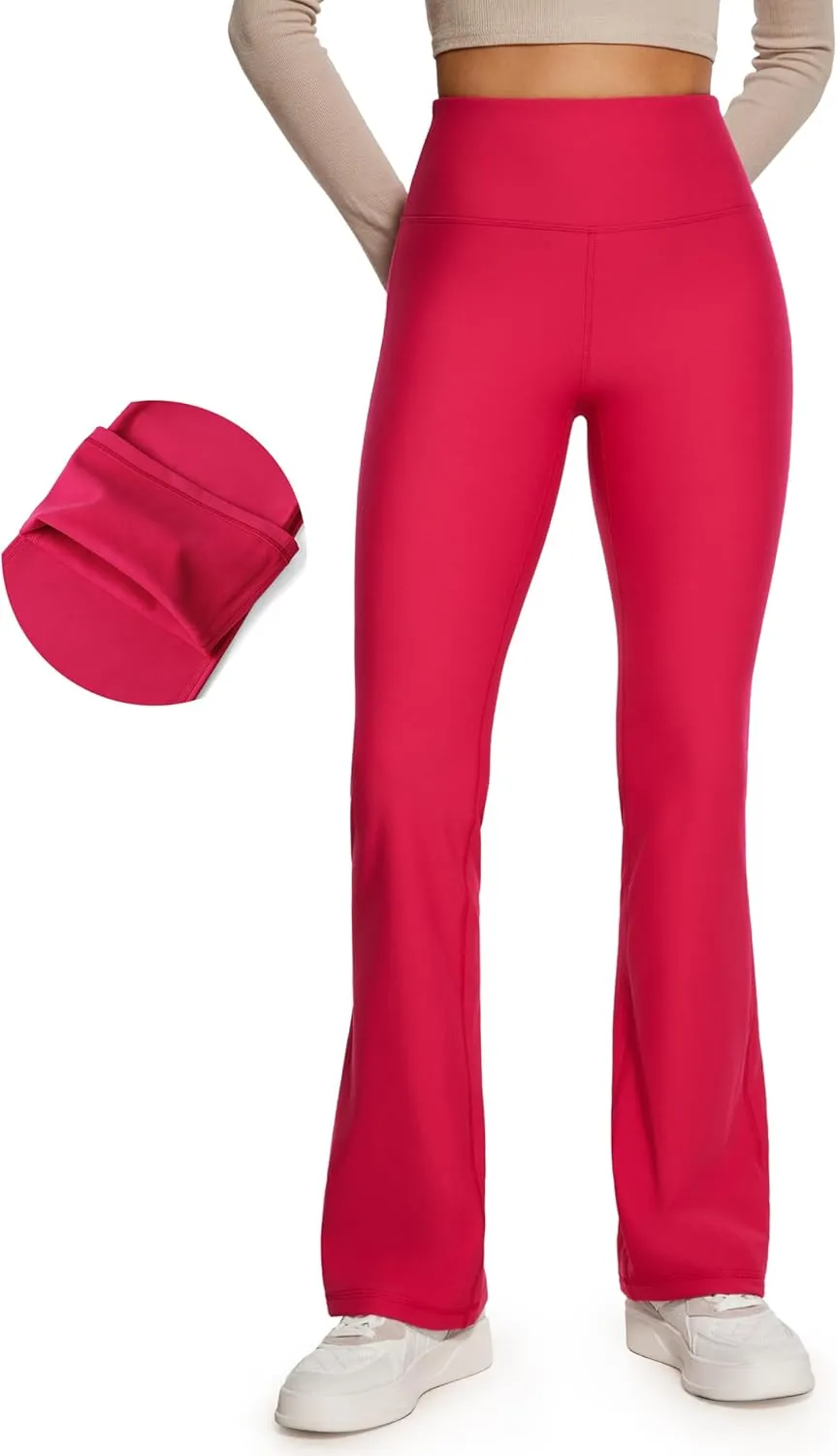 CRZ YOGA Womens Fleece Lined Flare Leggings 31" Bootcut Yoga Pants Tummy Control Winter Thermal Warm Soft Casual Lounge
