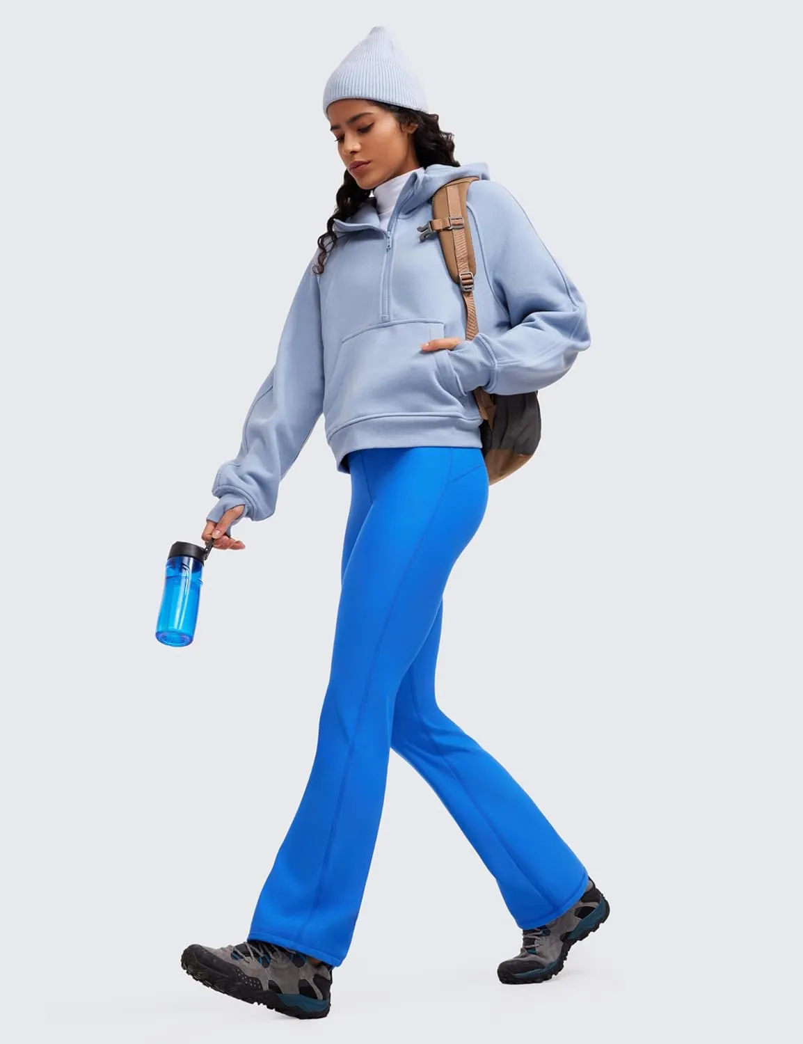 CRZ YOGA Womens Fleece Lined Flare Leggings 31" Bootcut Yoga Pants Tummy Control Winter Thermal Warm Soft Casual Lounge