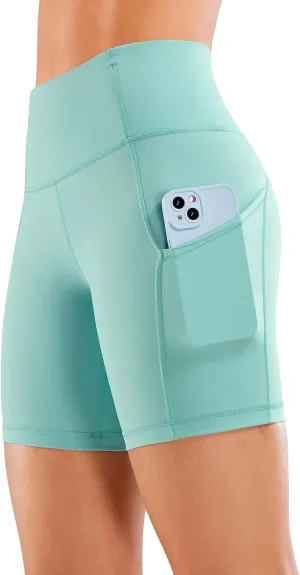 CRZ YOGA Women's Naked Feeling Light Running Shorts 6 Inches - High Waisted Gym Biker Compression Shorts with Pockets