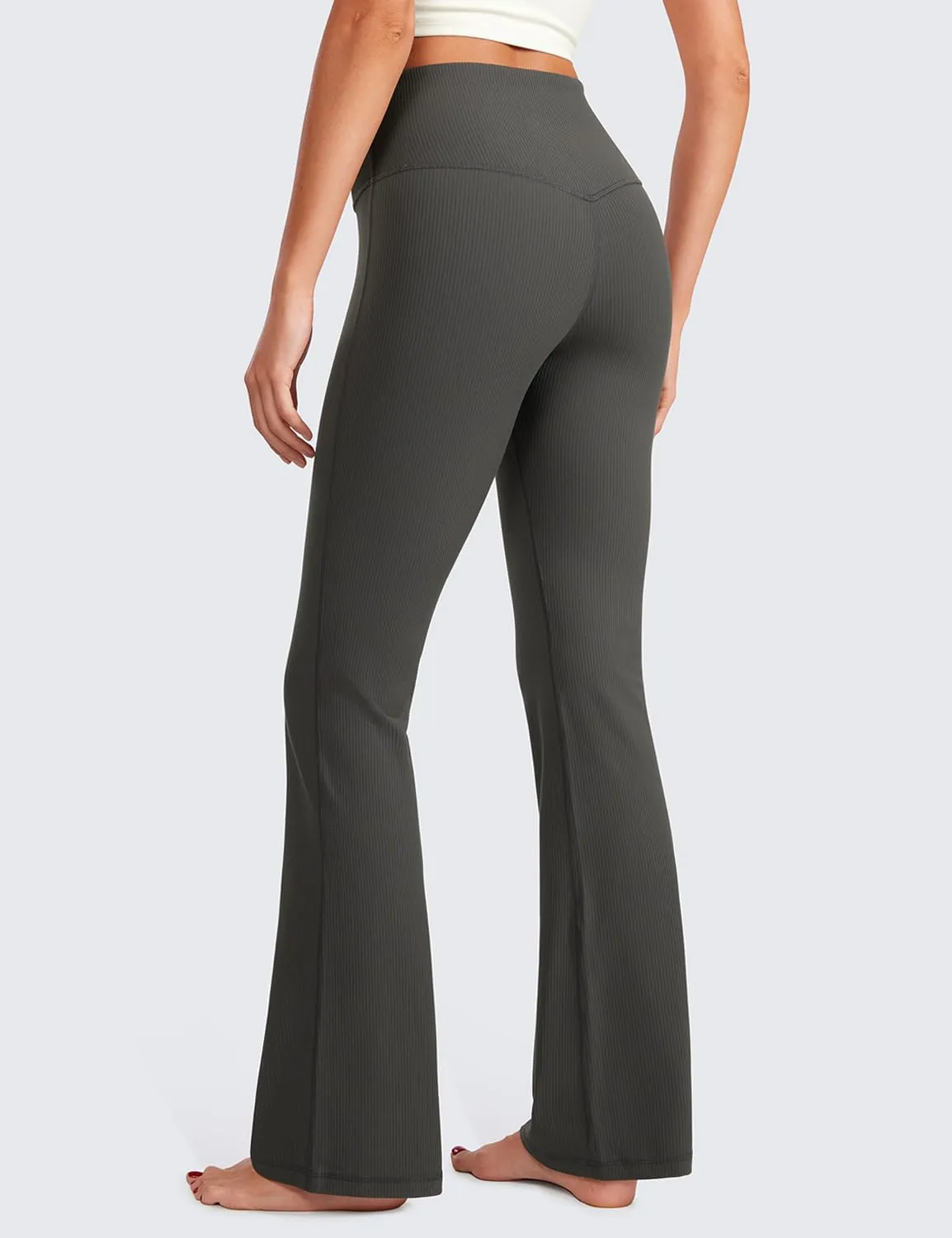 CRZ YOGA Womens Ribbed High Waist Flare Leggings 31" - Bootcut Wide Leg Yoga Pants with Pocket Soft Casual Lounge Comfy