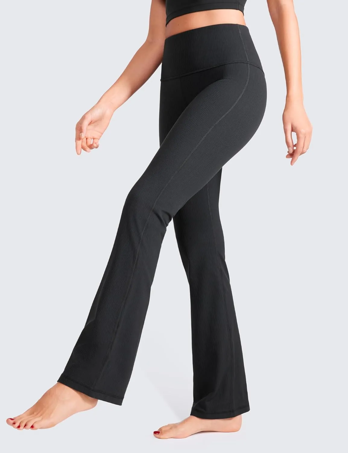 CRZ YOGA Womens Ribbed High Waist Flare Leggings 31" - Bootcut Wide Leg Yoga Pants with Pocket Soft Casual Lounge Comfy