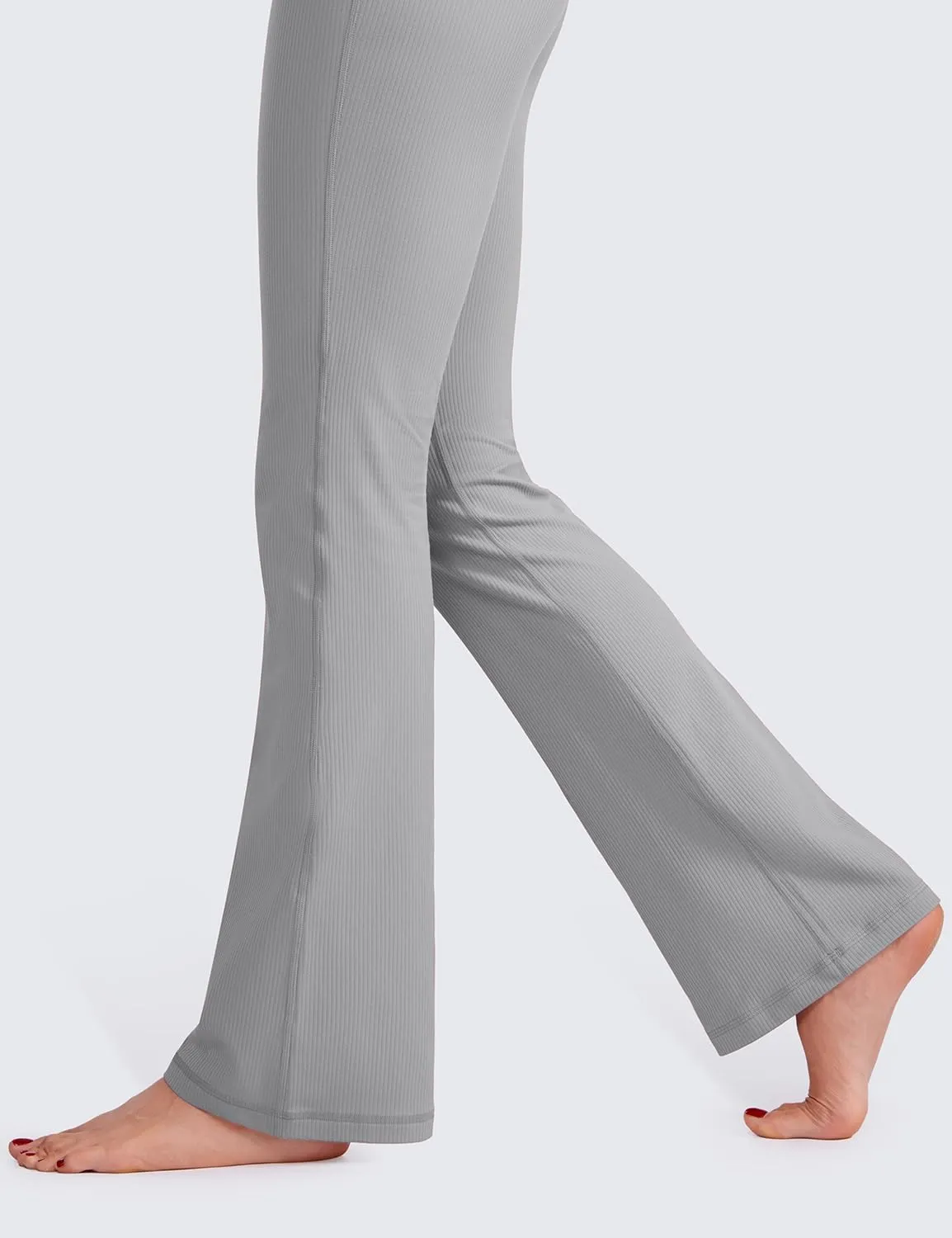 CRZ YOGA Womens Ribbed High Waist Flare Leggings 31" - Bootcut Wide Leg Yoga Pants with Pocket Soft Casual Lounge Comfy