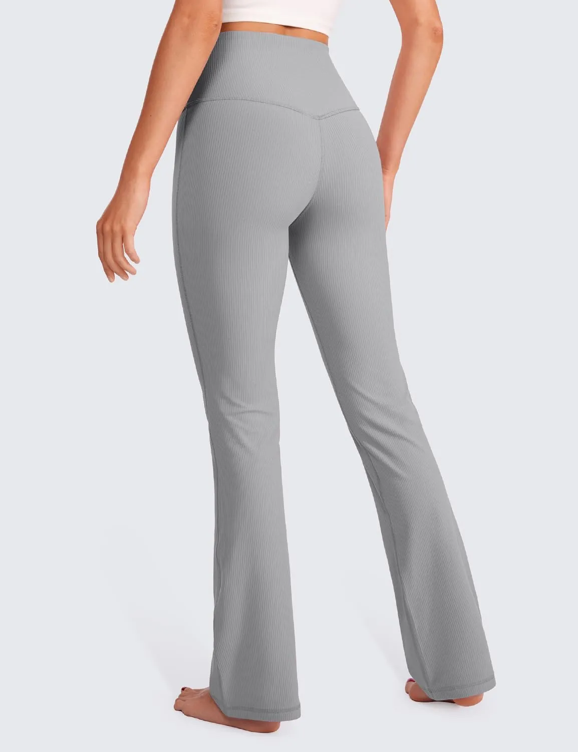 CRZ YOGA Womens Ribbed High Waist Flare Leggings 31" - Bootcut Wide Leg Yoga Pants with Pocket Soft Casual Lounge Comfy