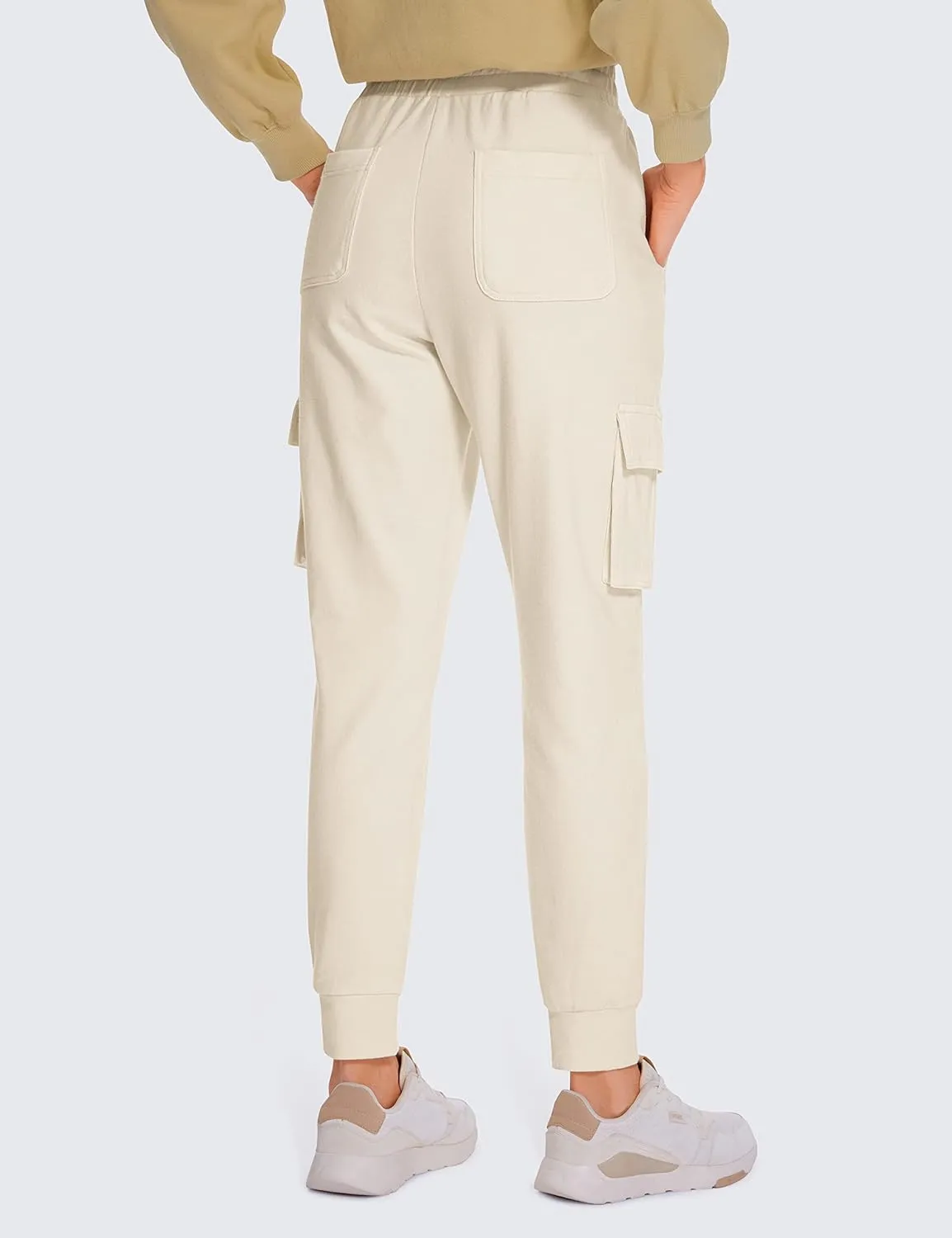 CRZ YOGA Womens Sweatpants Lightweight Cotton Cargo Joggers with 6 Pockets High Waisted Super Soft Casual Sweat Pants