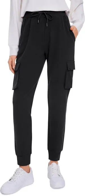 CRZ YOGA Womens Sweatpants Lightweight Cotton Cargo Joggers with 6 Pockets High Waisted Super Soft Casual Sweat Pants