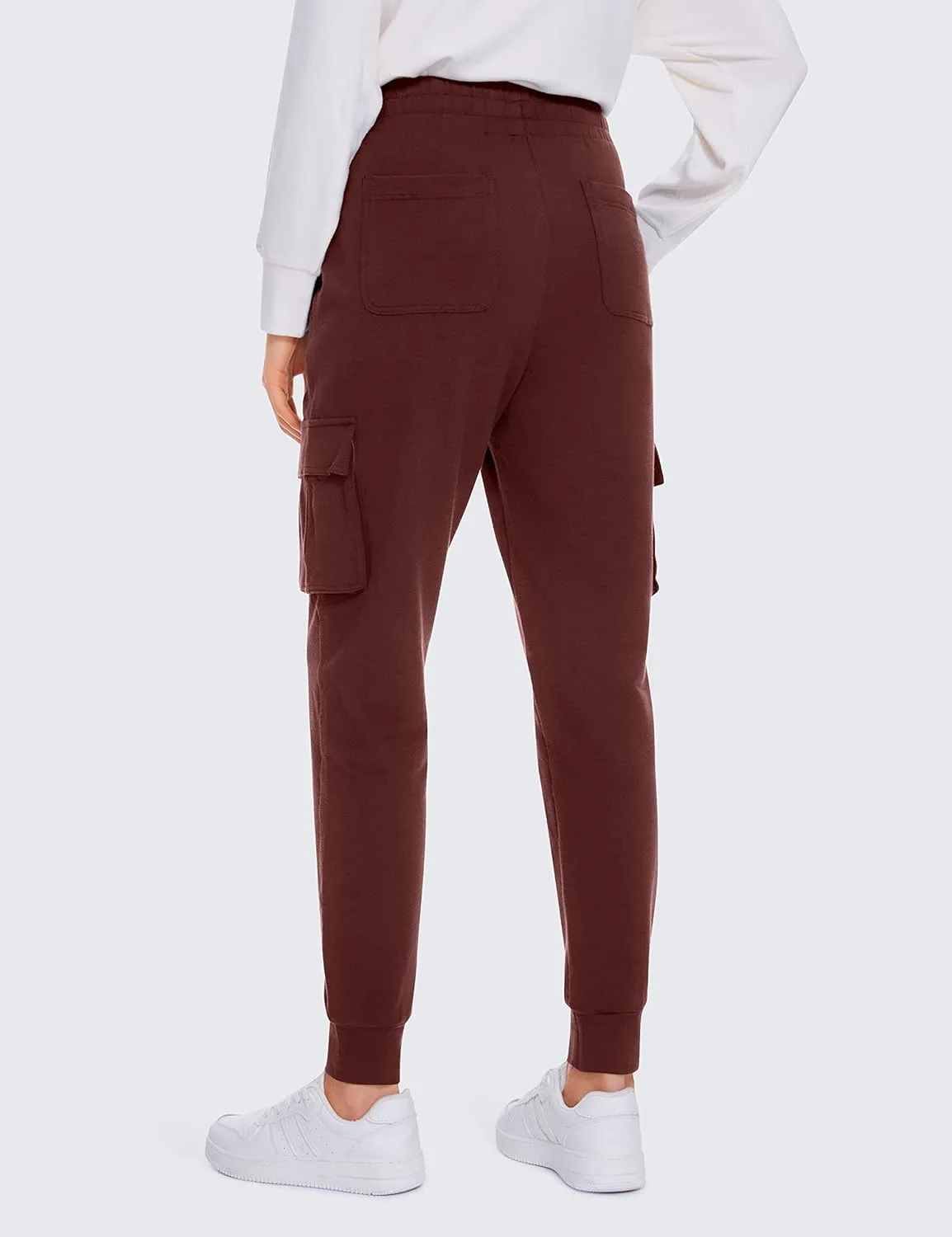 CRZ YOGA Womens Sweatpants Lightweight Cotton Cargo Joggers with 6 Pockets High Waisted Super Soft Casual Sweat Pants
