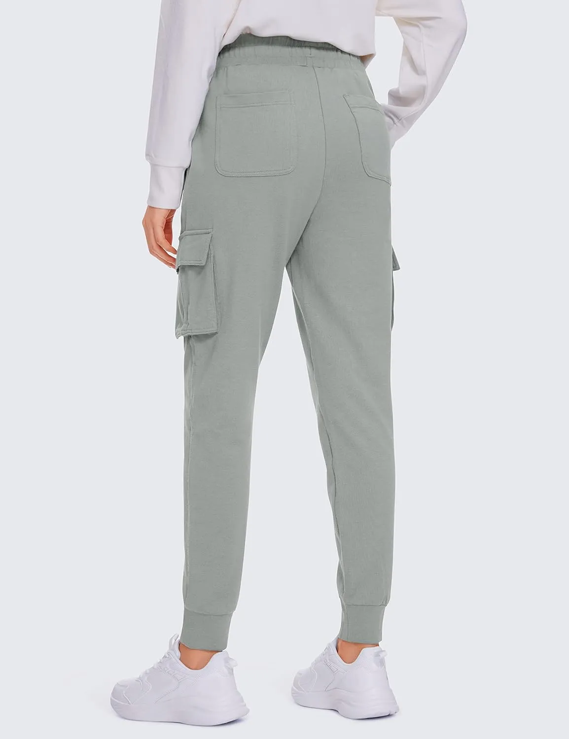 CRZ YOGA Womens Sweatpants Lightweight Cotton Cargo Joggers with 6 Pockets High Waisted Super Soft Casual Sweat Pants