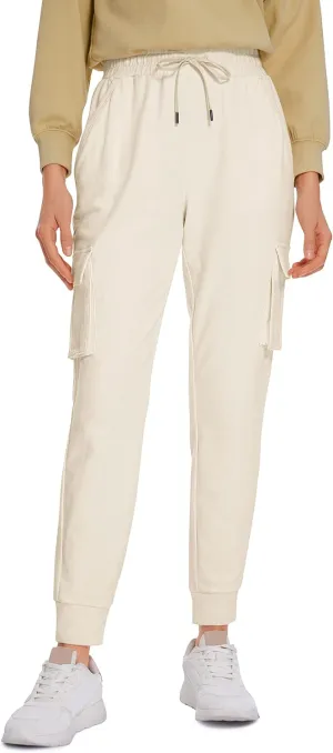 CRZ YOGA Womens Sweatpants Lightweight Cotton Cargo Joggers with 6 Pockets High Waisted Super Soft Casual Sweat Pants
