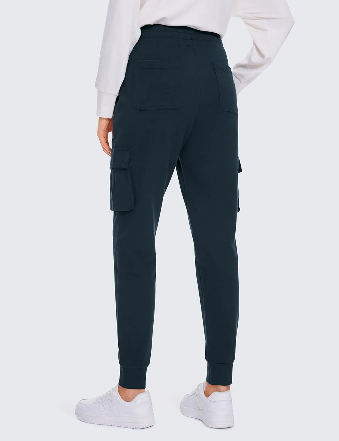 CRZ YOGA Womens Sweatpants Lightweight Cotton Cargo Joggers with 6 Pockets High Waisted Super Soft Casual Sweat Pants