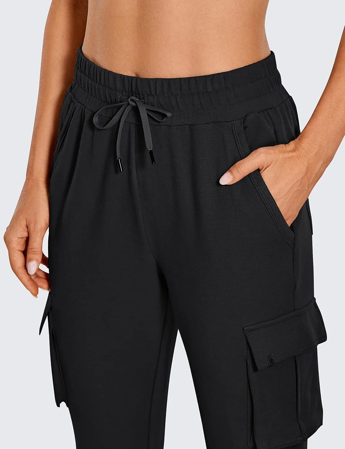 CRZ YOGA Womens Sweatpants Lightweight Cotton Cargo Joggers with 6 Pockets High Waisted Super Soft Casual Sweat Pants