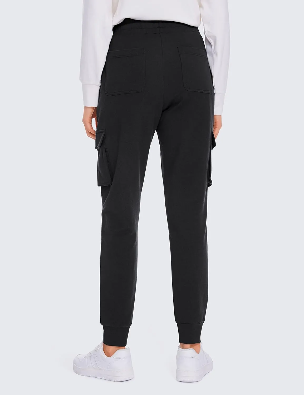 CRZ YOGA Womens Sweatpants Lightweight Cotton Cargo Joggers with 6 Pockets High Waisted Super Soft Casual Sweat Pants