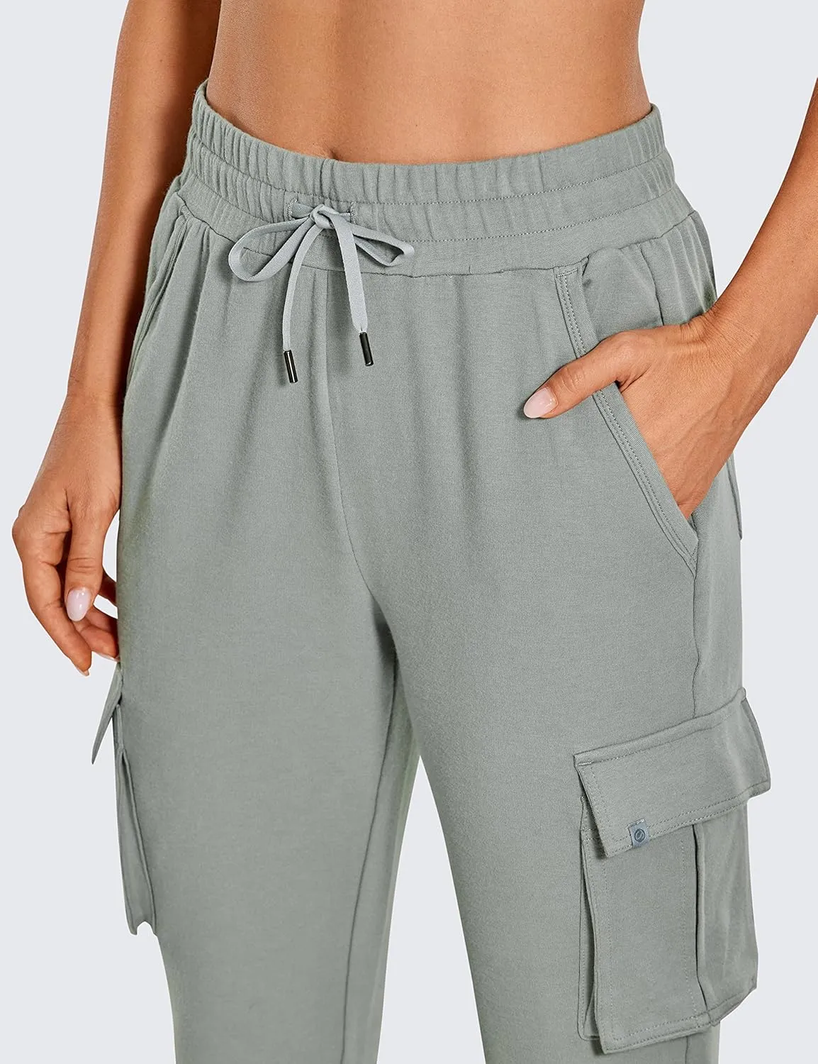 CRZ YOGA Womens Sweatpants Lightweight Cotton Cargo Joggers with 6 Pockets High Waisted Super Soft Casual Sweat Pants