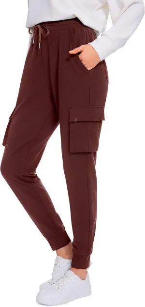 CRZ YOGA Womens Sweatpants Lightweight Cotton Cargo Joggers with 6 Pockets High Waisted Super Soft Casual Sweat Pants