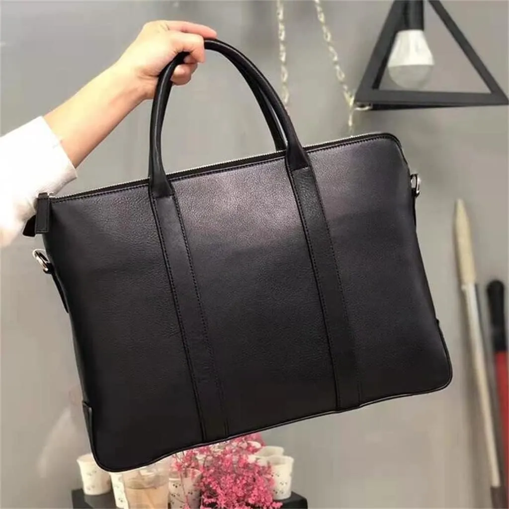 CSCDD Briefcase Leather Business Handbag Cow Leather Men's Bag Large Capacity Computer Bag Soft Casual