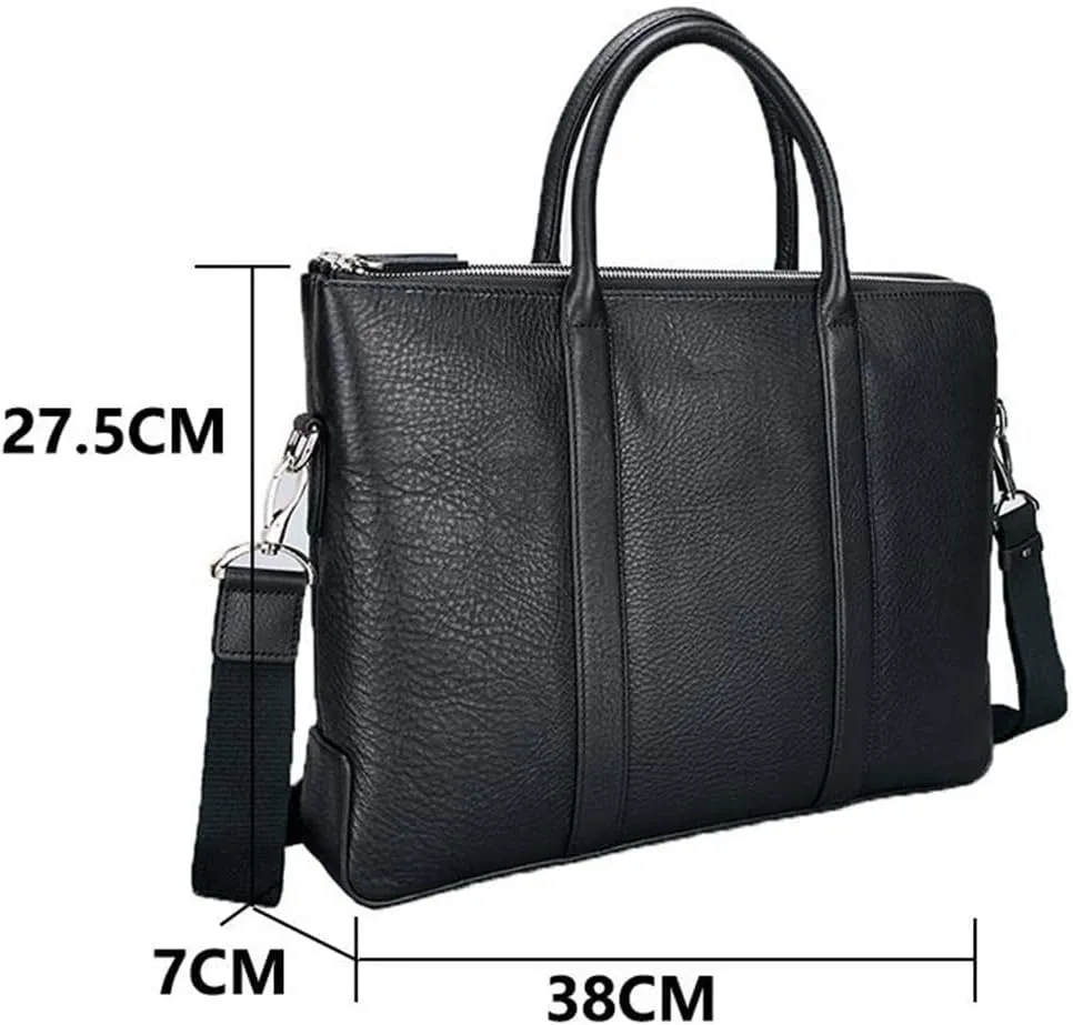 CSCDD Briefcase Leather Business Handbag Cow Leather Men's Bag Large Capacity Computer Bag Soft Casual