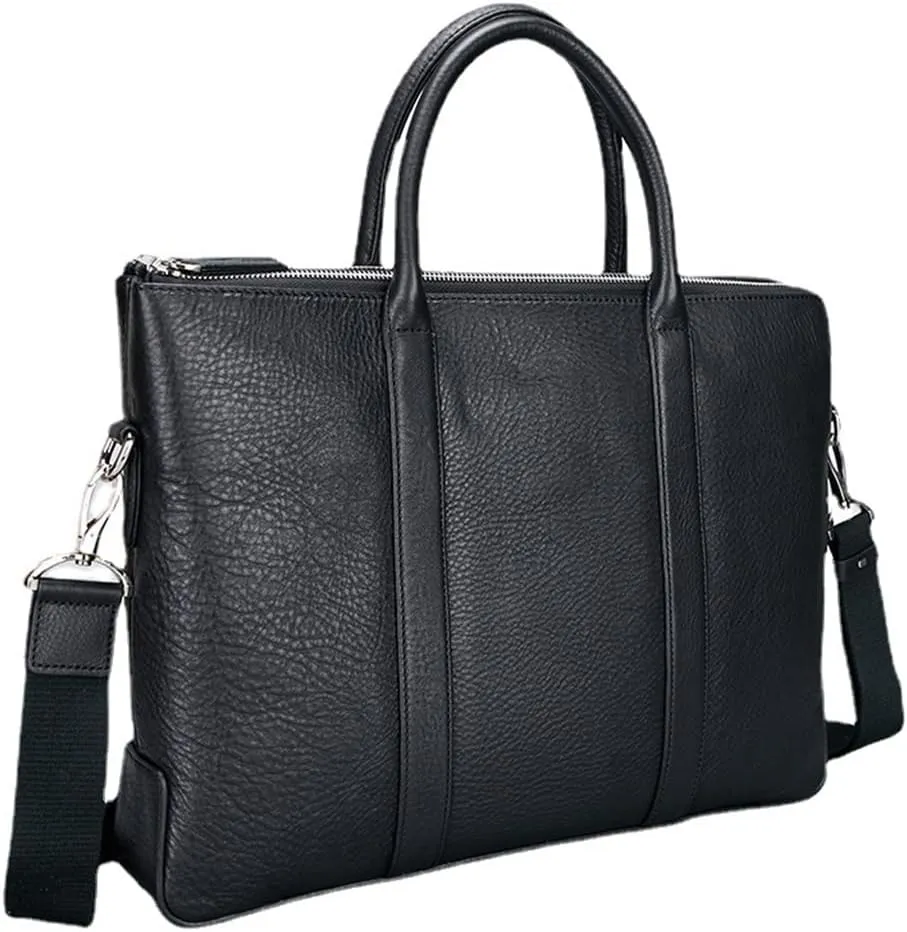 CSCDD Briefcase Leather Business Handbag Cow Leather Men's Bag Large Capacity Computer Bag Soft Casual