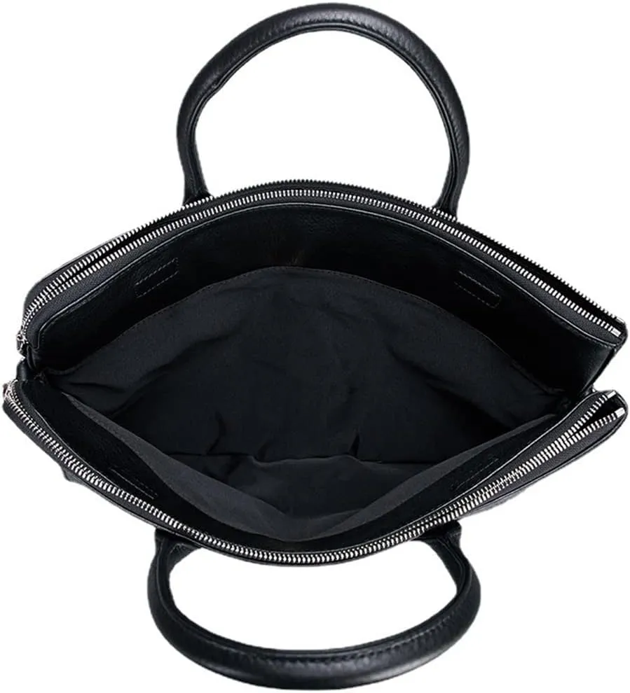 CSCDD Briefcase Leather Business Handbag Cow Leather Men's Bag Large Capacity Computer Bag Soft Casual
