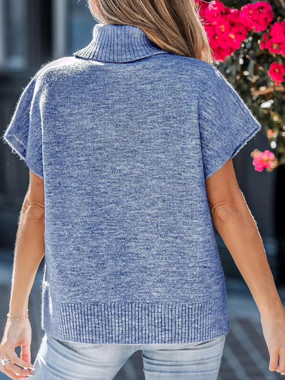 CUPSHE Women's Turtleneck Sweaters Cap Sleeve Knitted Casual Fit Pullover Tops Trendy Fall 2024