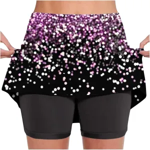 DDAPJ pyju Women's Active Skort Summer Cute Floral Print Tennis Skirt with Shorts Running Golf Workout Skort for Ladies